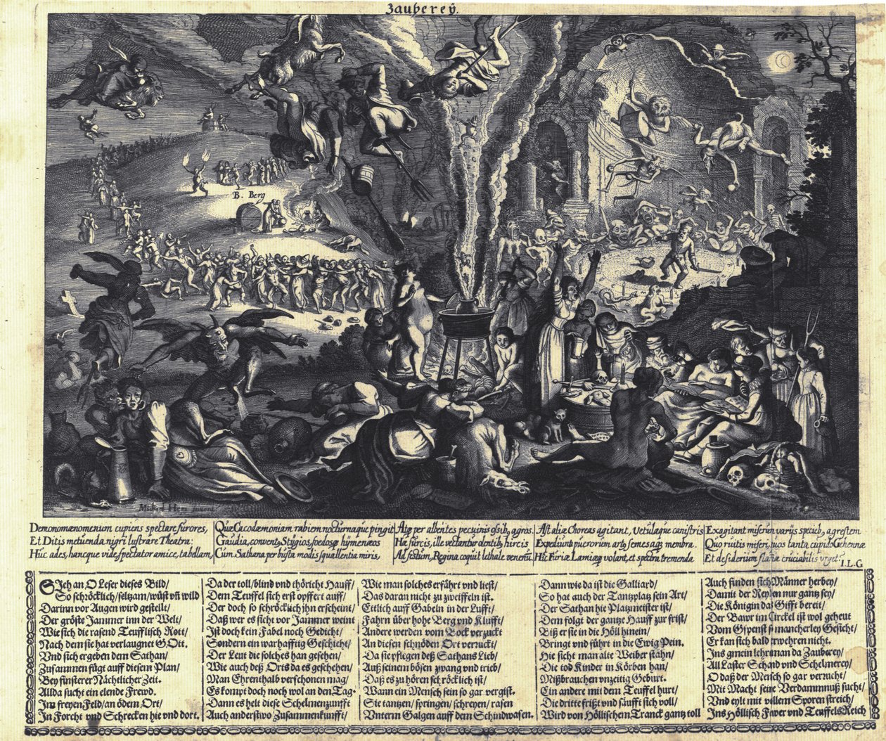 De heksensabbat door Matthaus the Elder Merian