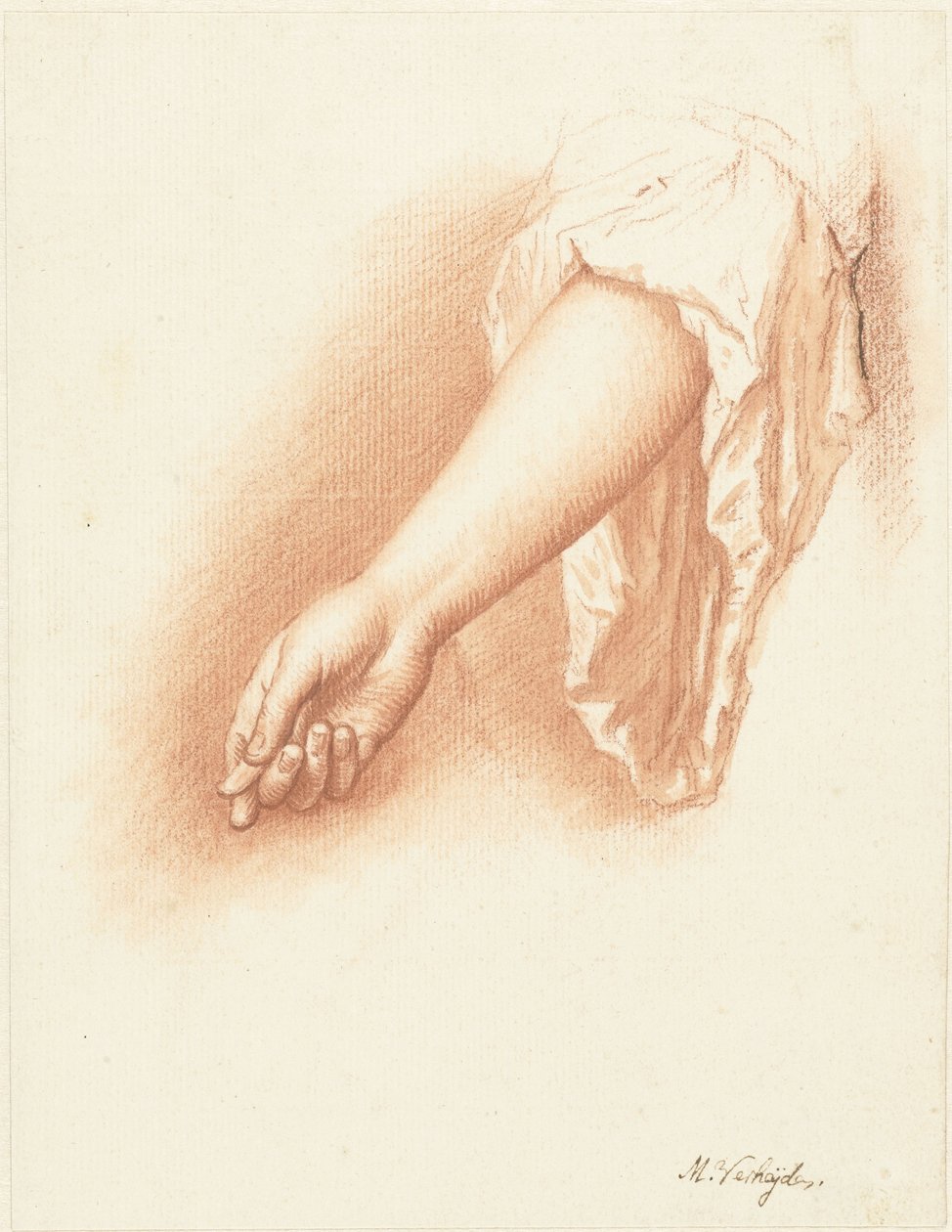 Studie van een rechterarm door Mattheus Verheyden