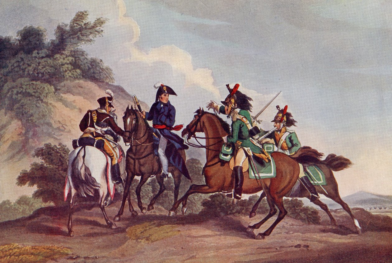 De gevangenneming van generaal Paget door Franse dragonders tijdens de terugtocht uit Burgos in de Schiereilandoorlog door Matthew Dubourg