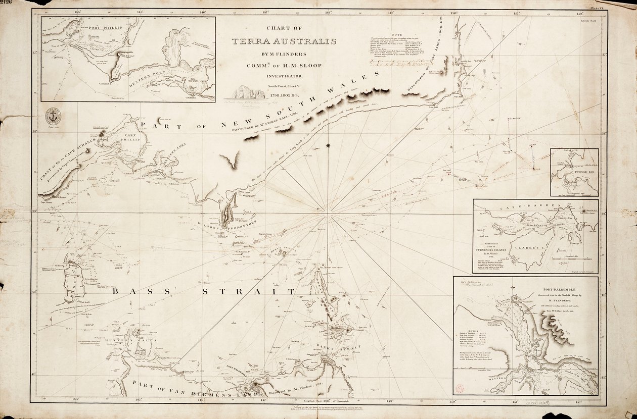 Kaart van Bass Strait door Matthew Flinders door Matthew Flinders