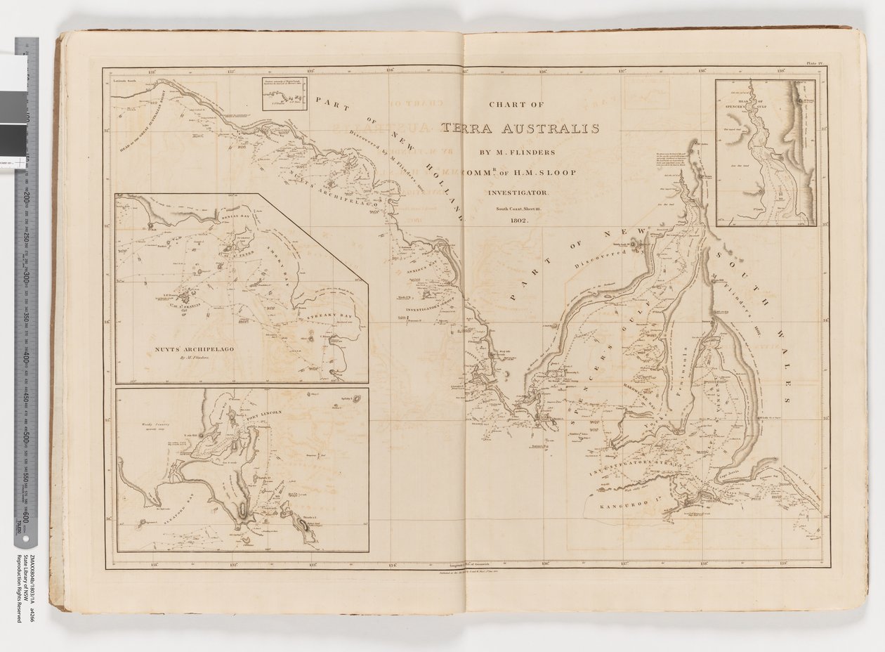 Kaart van Terra Australis, zuidkust, blad III door Matthew Flinders