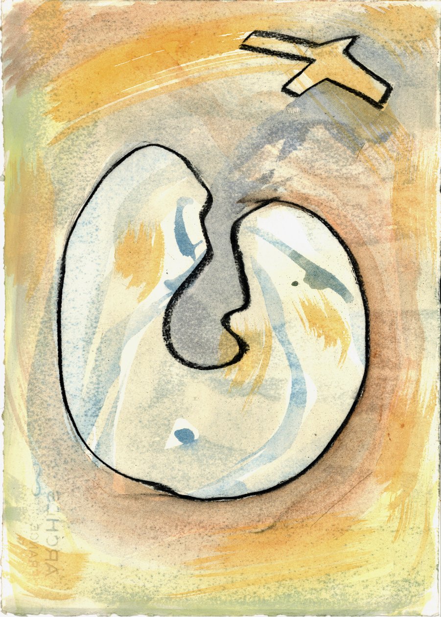 Du Serie Douce Le Matin 1, 2021 (aquarel  houtskool) door Matthew Hilton