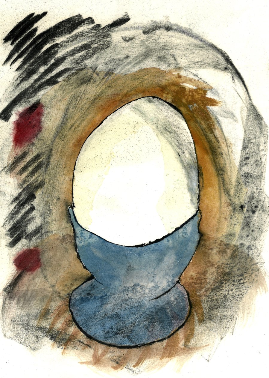 Het perfecte ei van de vrijgezel 1, 2021 (aquarel, houtskool) door Matthew Hilton