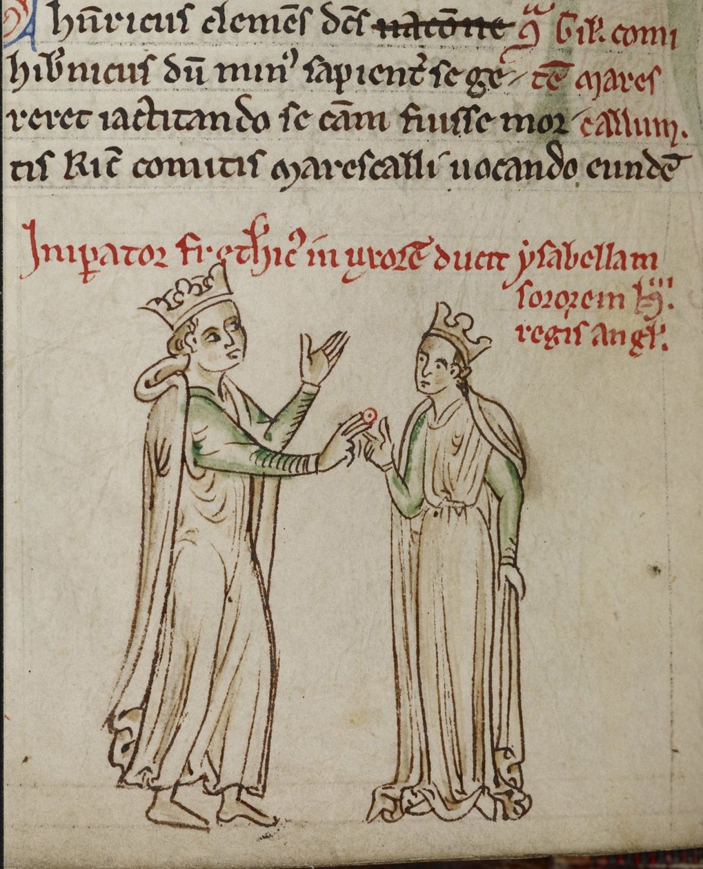 Frederik II en Isabella van Engeland Uit de Historia Anglorum, Chronica majora door Matthew Paris