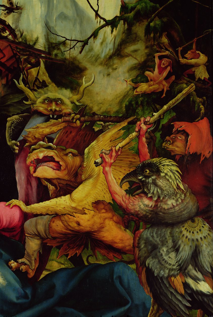 Demonen gewapend met stokken van het Isenheim Altaarstuk, ca. 1512-16 door Matthias Grünewald