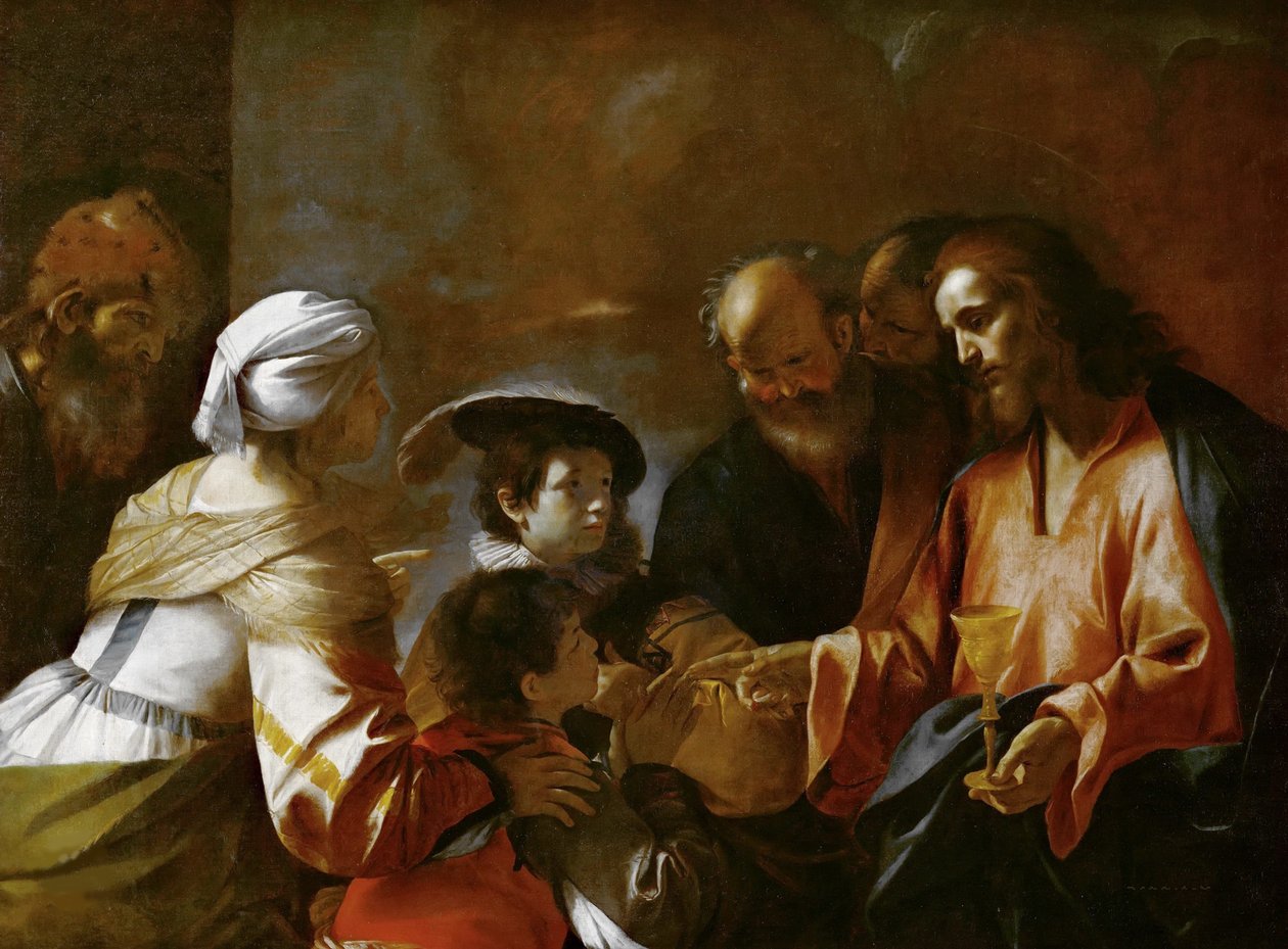Christus Zegent de Kinderen Laat de kleine kinderen tot mij komen, c. 1635 door Mattia Preti