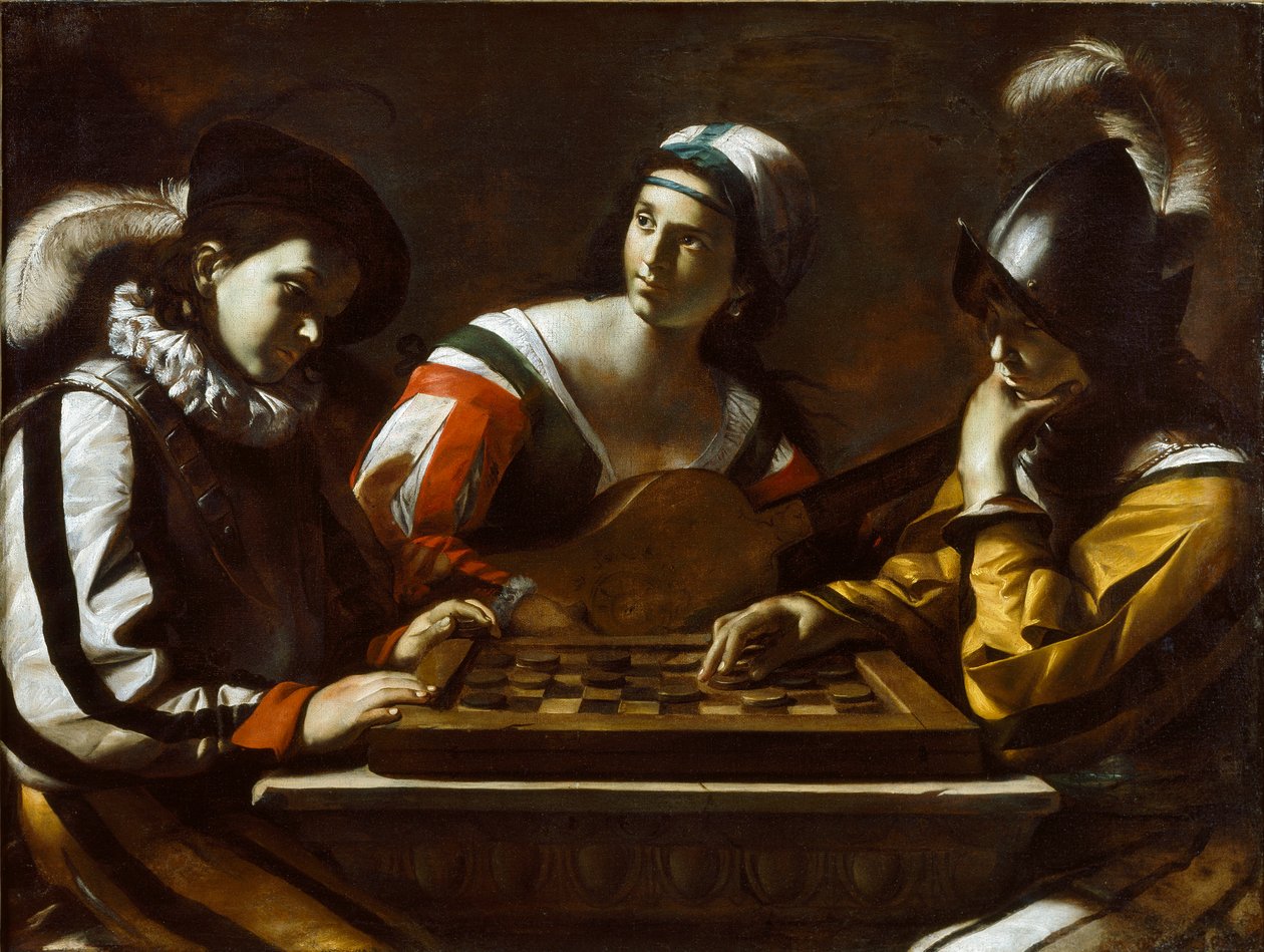 Het spel van dammen, 1630s door Mattia Preti