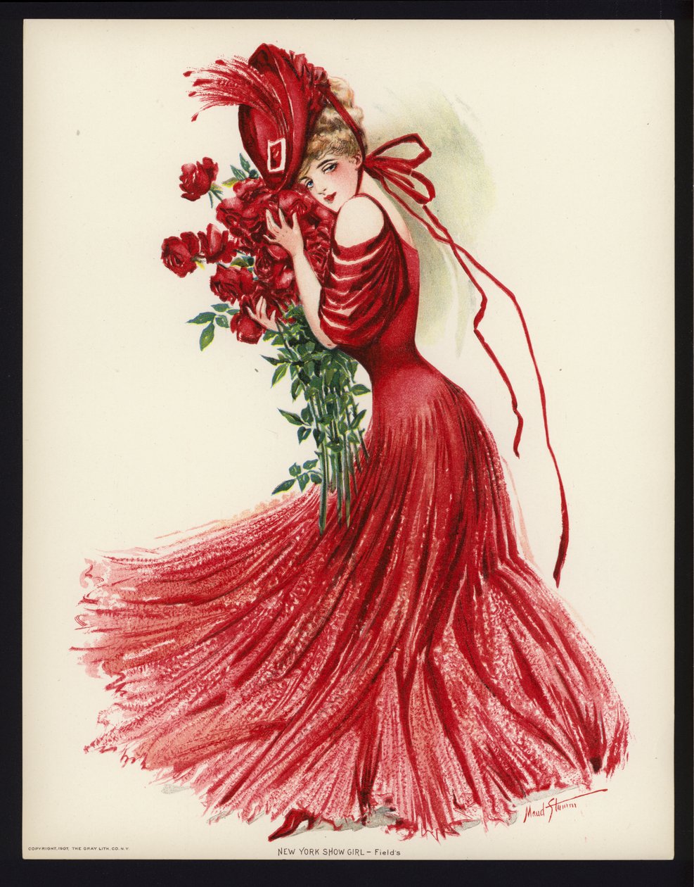 New York Show Girl: Fields (kleurenlitho) door Maud Stumm