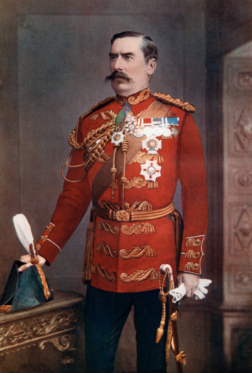 Luitenant-generaal Sir Baker Creed Russell, bevelhebber van het zuidelijke district, 1902 door Maull and Fox