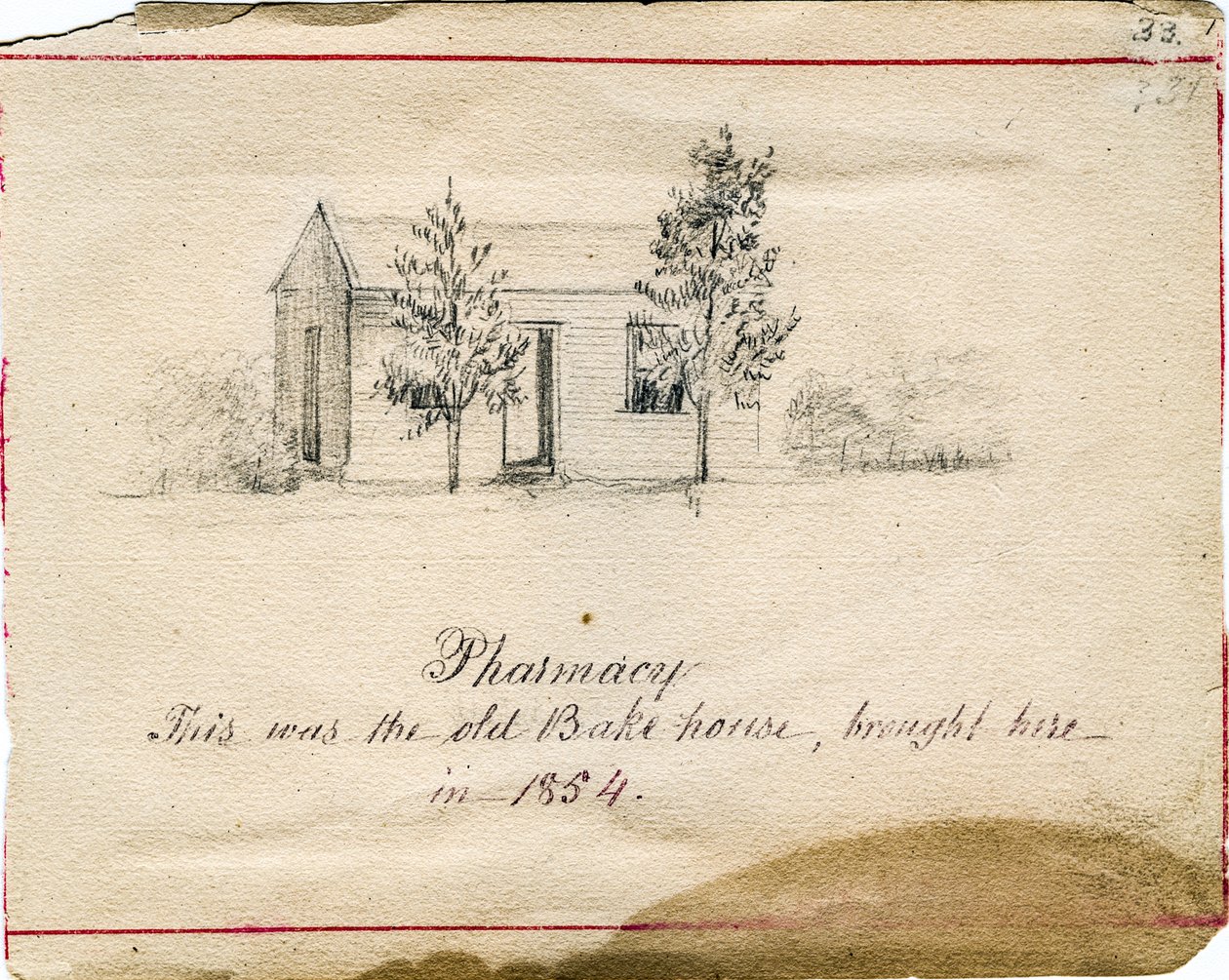 Apotheek op het terrein van de Zusters van Voorzienigheid van Saint Mary-of-the-Woods, Indiana door Maurice Schnell