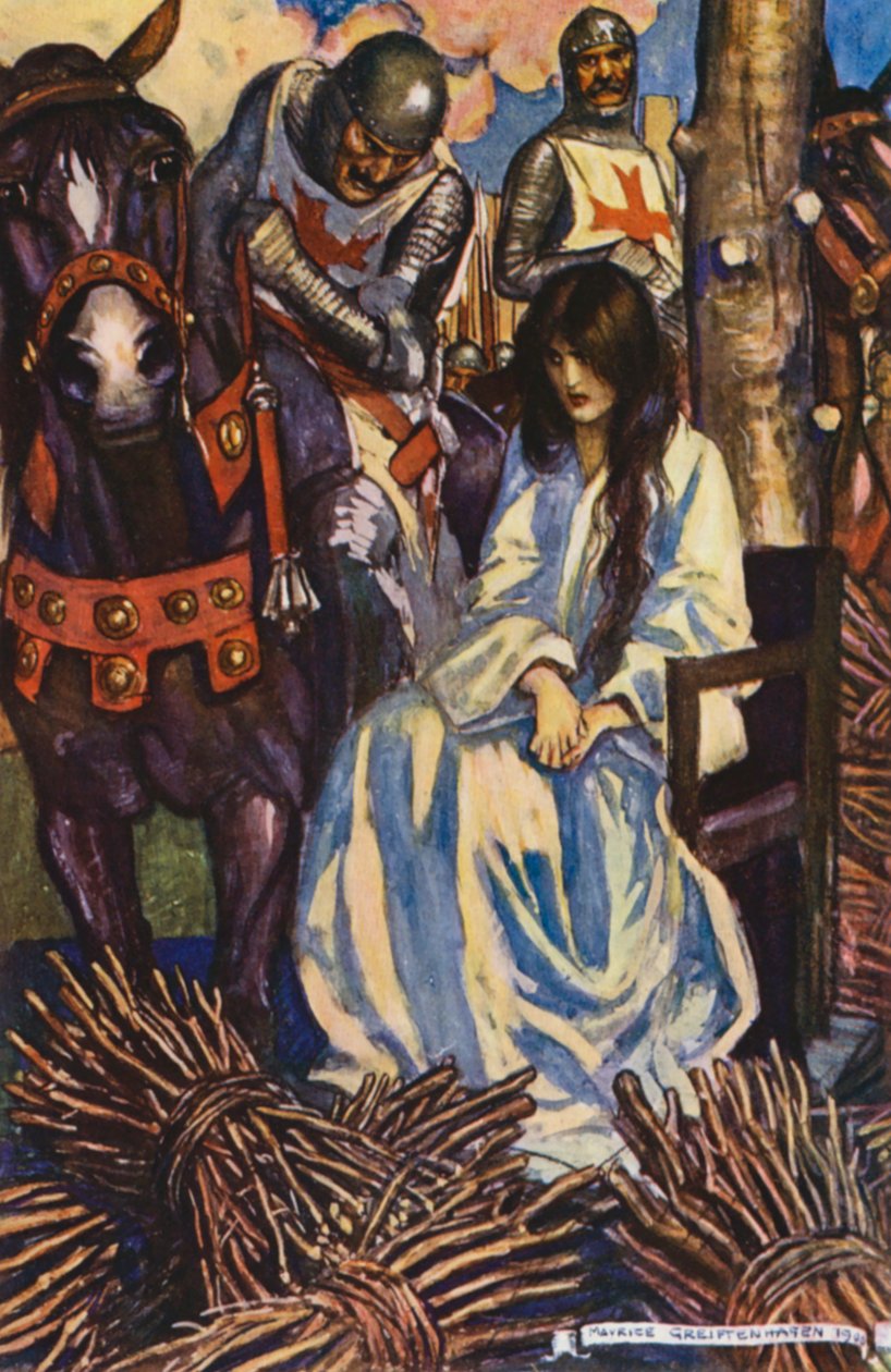 Illustratie voor Ivanhoe van Sir Walter Scott (kleurenlitho) door Maurice (after) Greiffenhagen