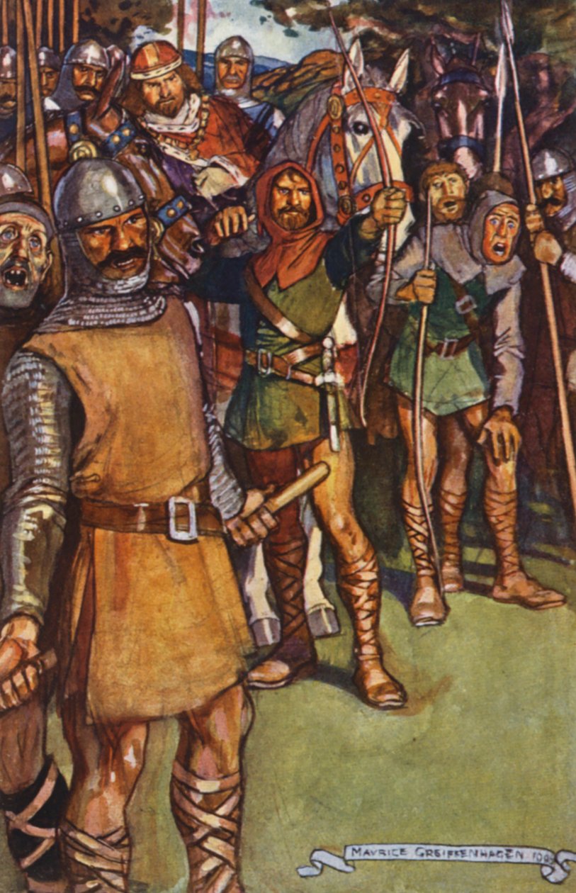 Illustratie voor Ivanhoe van Sir Walter Scott (kleurenlitho) door Maurice (after) Greiffenhagen
