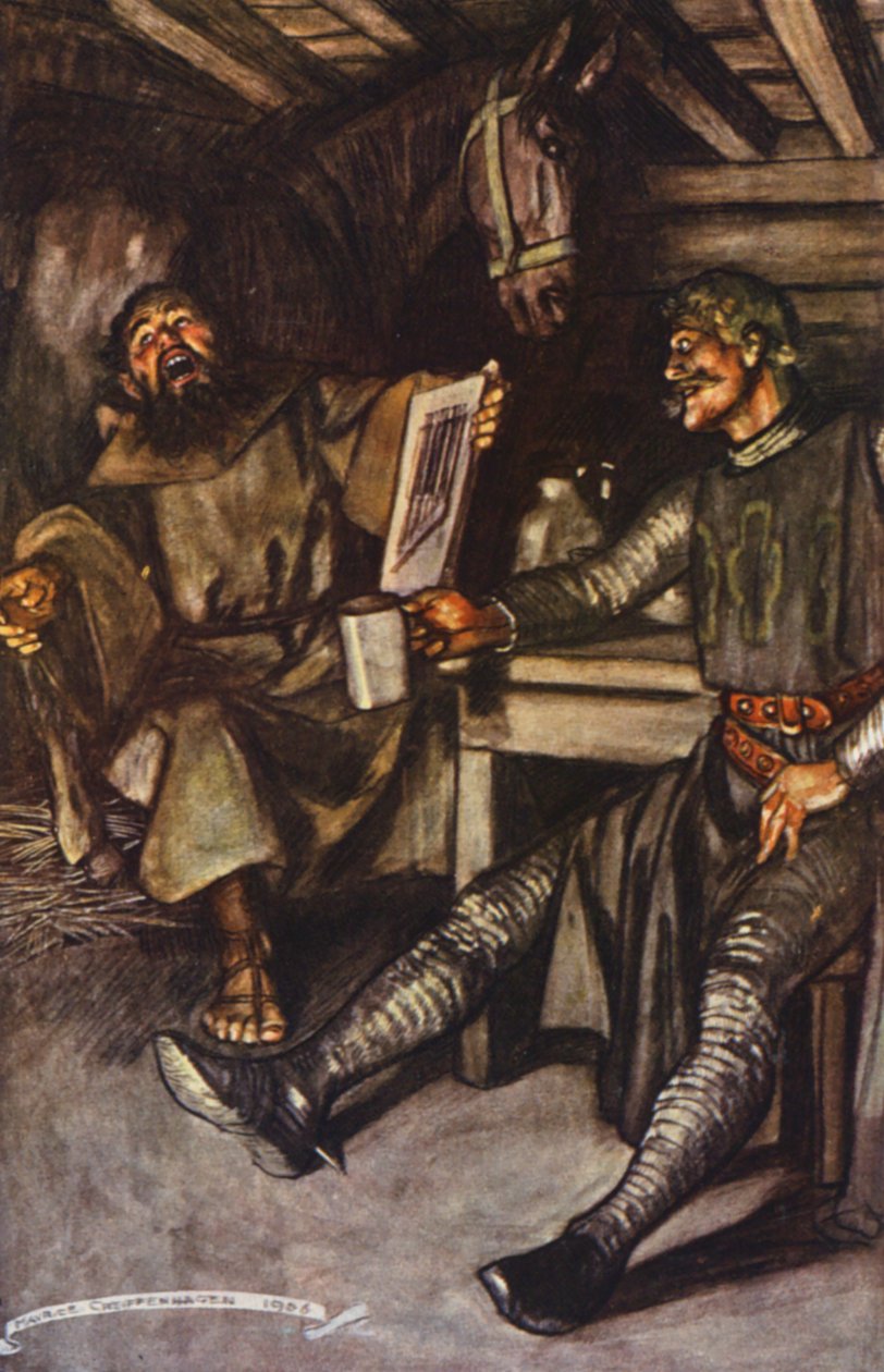 Illustratie voor Ivanhoe van Sir Walter Scott (kleurenlitho) door Maurice (after) Greiffenhagen