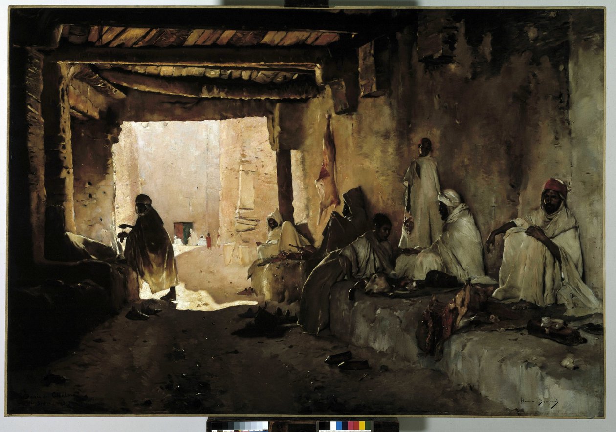 De slagers van de oase van Chelma, Biskra, Algerije door Maurice Bompard