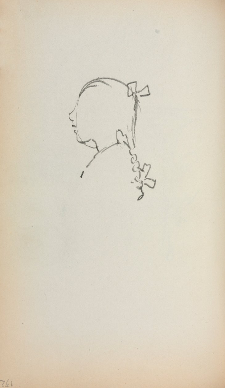 Italiaans schetsboek: Hoofd van een meisje in profiel, pagina 152, 1898-1899 door Maurice Brazil Prendergast