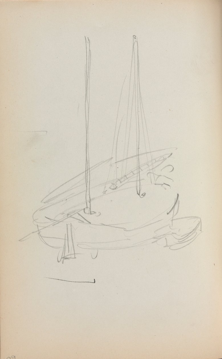 Italiaans Schetsboek: Zeilboot pagina 60, 1898-1899 door Maurice Brazil Prendergast