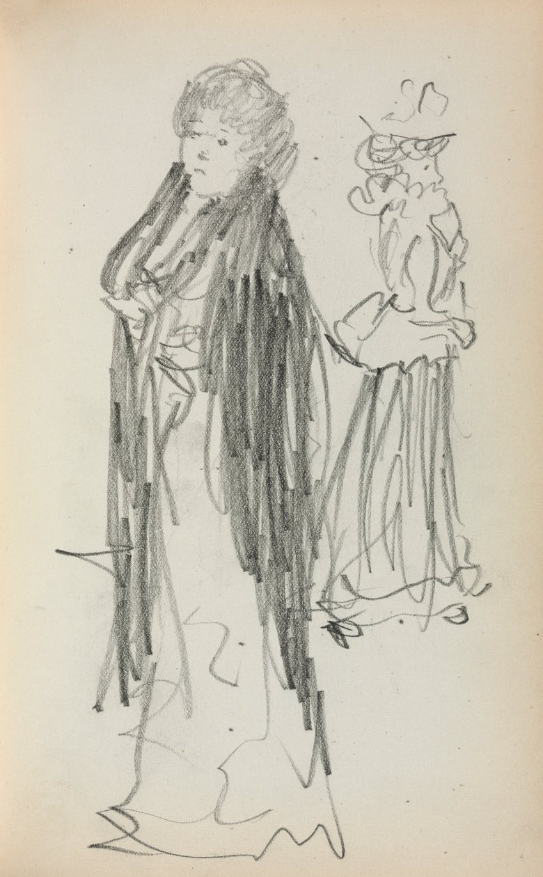 Italiaans schetsboek: Twee staande vrouwen pagina 129, 1898-1899 door Maurice Brazil Prendergast