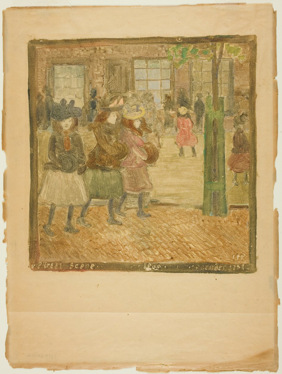 Straatscène door Maurice Brazil Prendergast