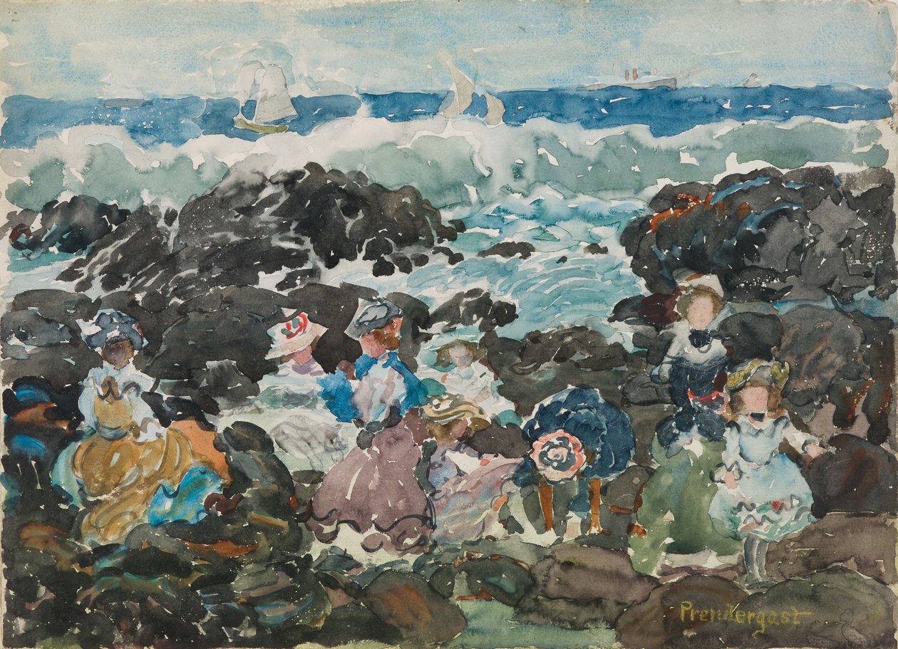 Surf, Cohasset, ca.1900-5 (aquarel en grafiet) door Maurice Brazil Prendergast