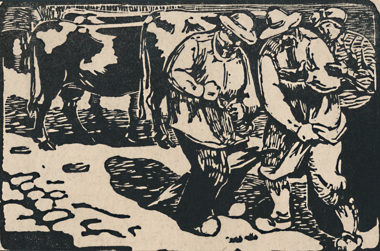 Markt in Auvergne - Uit Au Pied Des Puys, 1919 door Maurice Busset