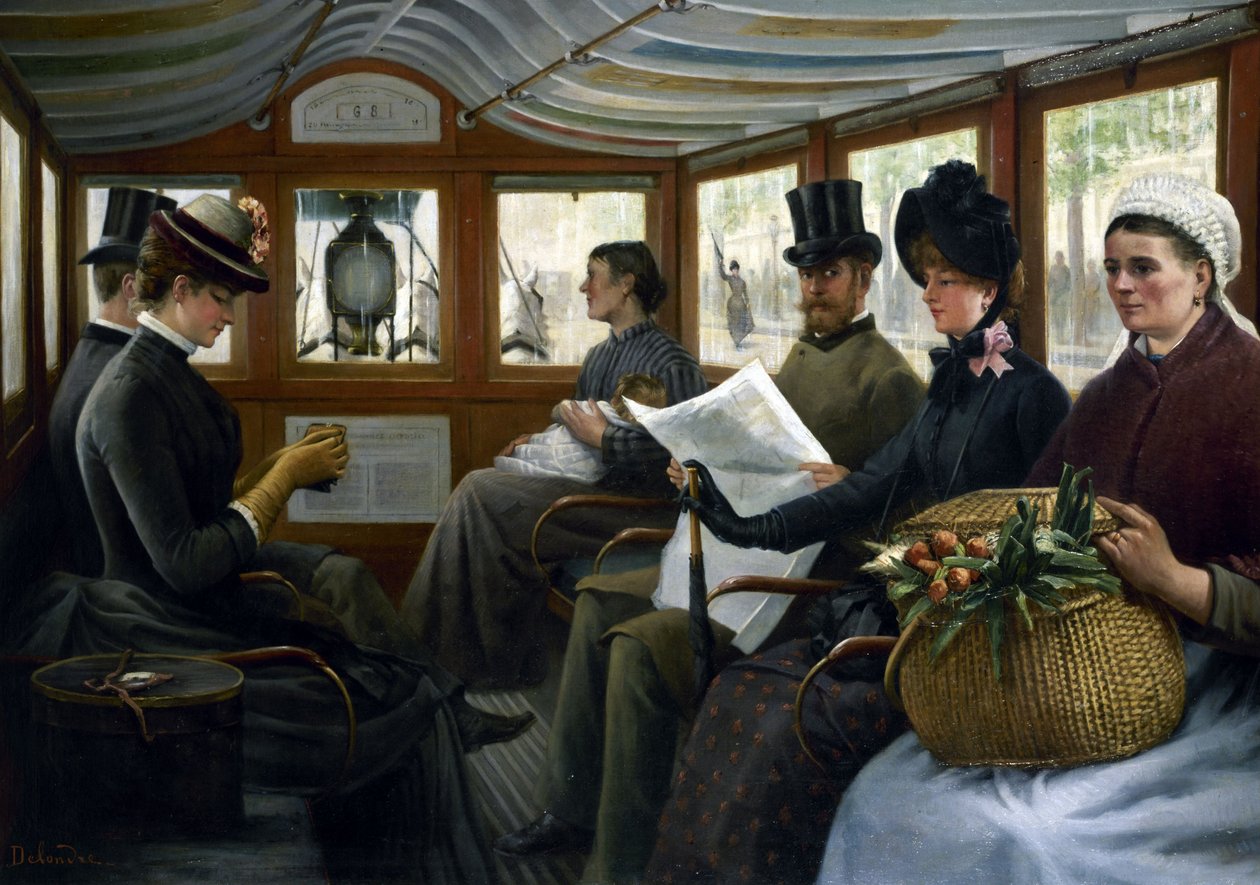 In de omnibus, ca. 1885 door Maurice Delondre