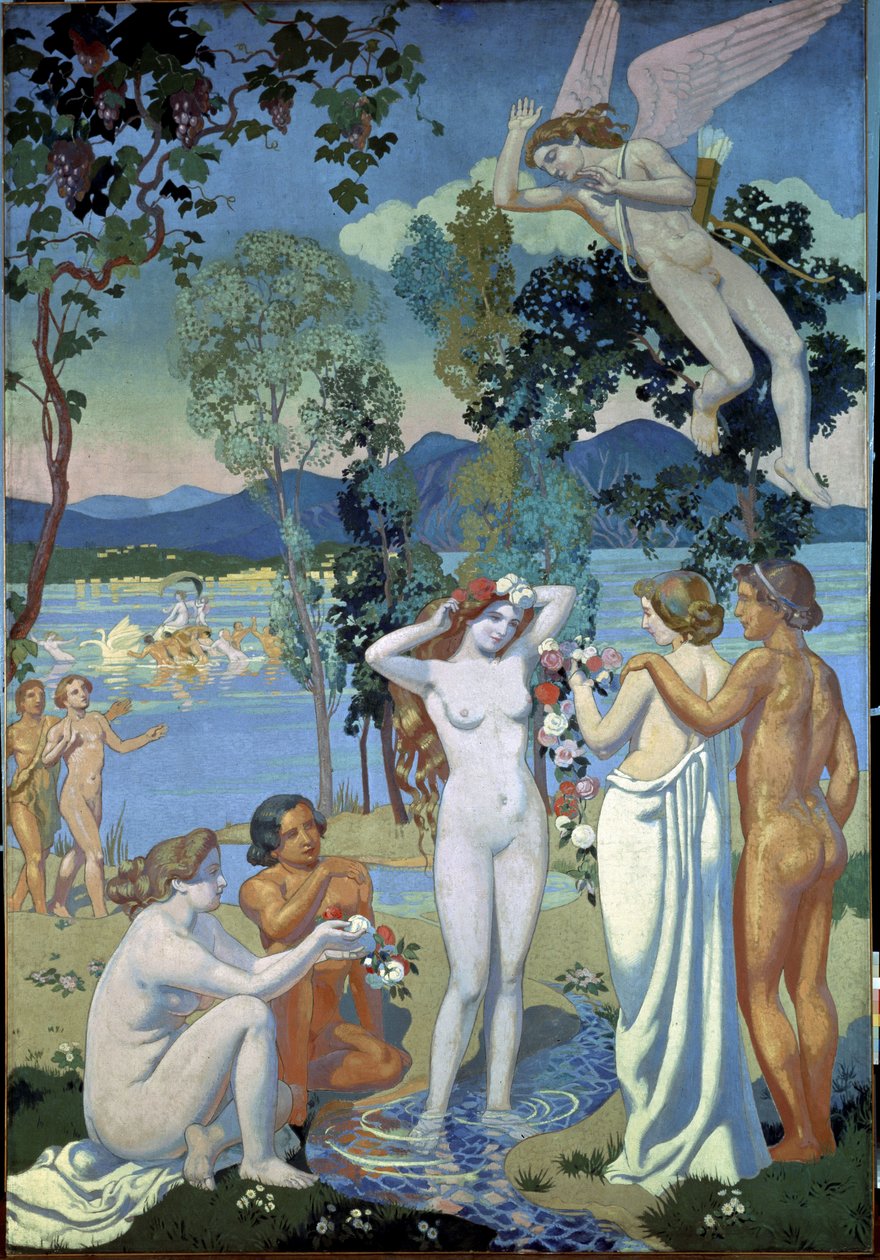 Het verhaal van Psyche (Paneel 1: Eros getroffen door de schoonheid van Psyche) door Maurice Denis