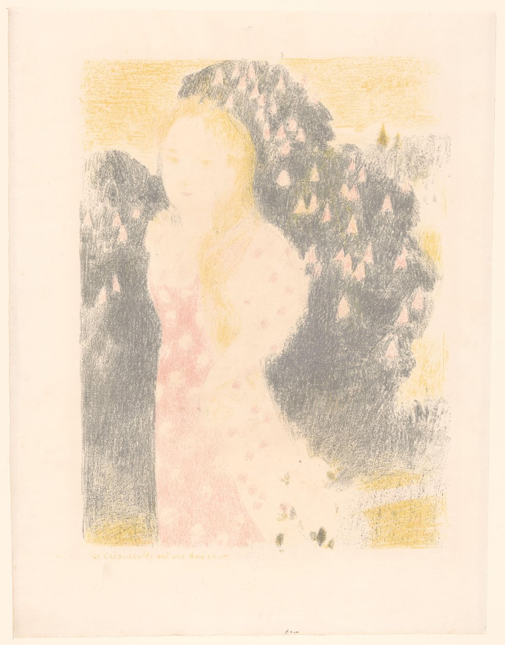 Meisje voor een bloeiende struik door Maurice Denis