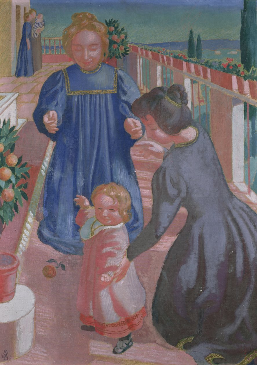 De eerste stappen op het terras in Fiesole, 1898 door Maurice Denis