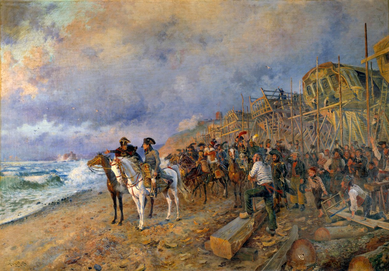 De Eerste Consul Napoleon Bonaparte bezoekt het arsenaal van Boulogne door Maurice Henri Orange