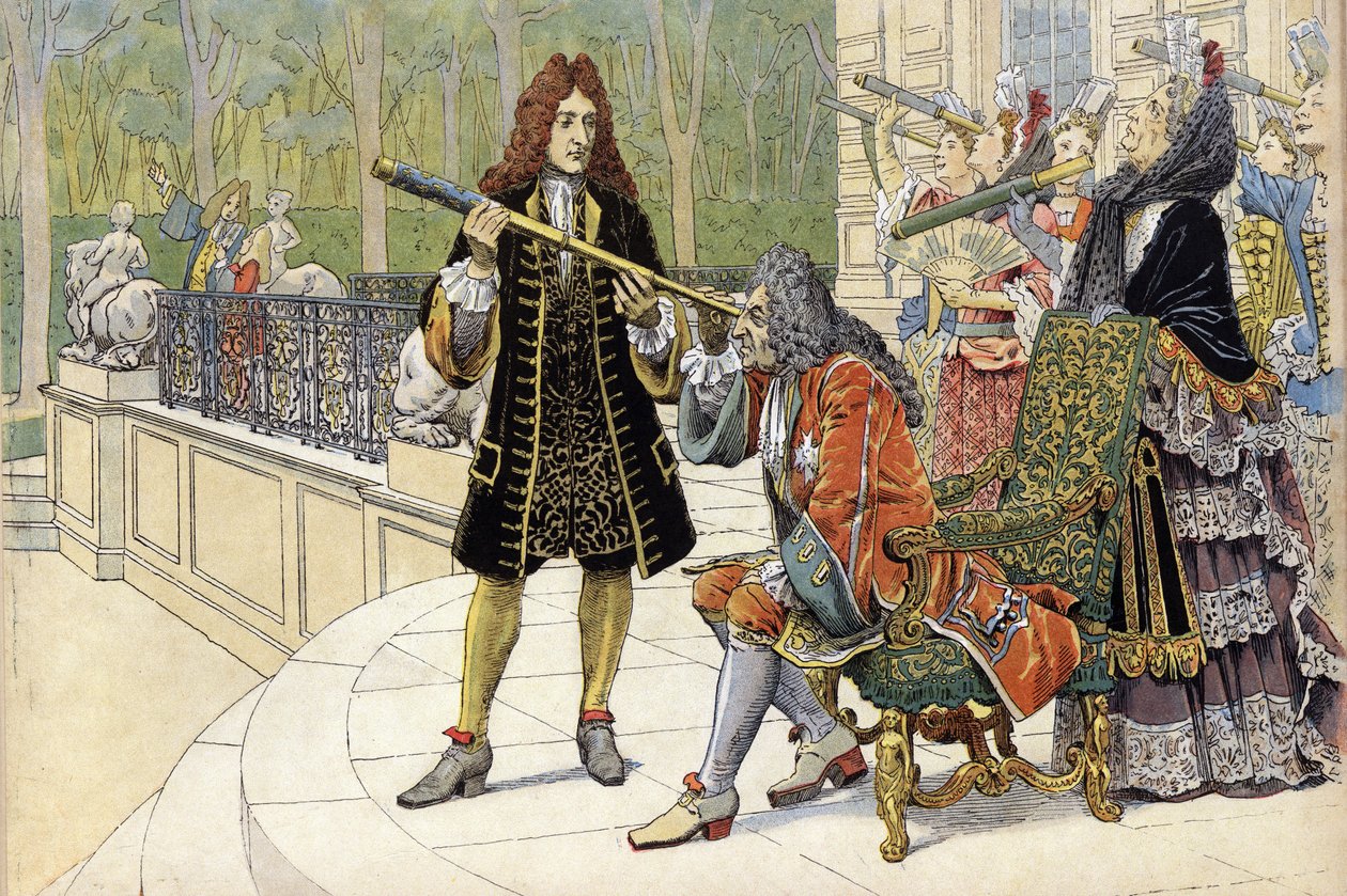 Hulp door Jacques Cassini, bekend als Cassini II, aan Lodewijk XIV, bekend als de Zonnekoning (Louis de Grote) door Maurice Leloir