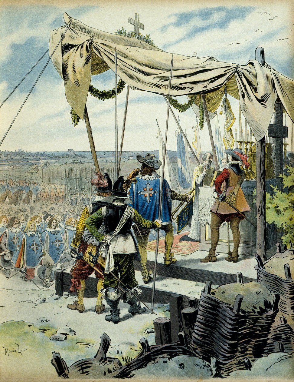Geschiedenis van Frankrijk: het beleg van La Rochelle in 1627-1628. Kardinaal Richelieu door Maurice Leloir