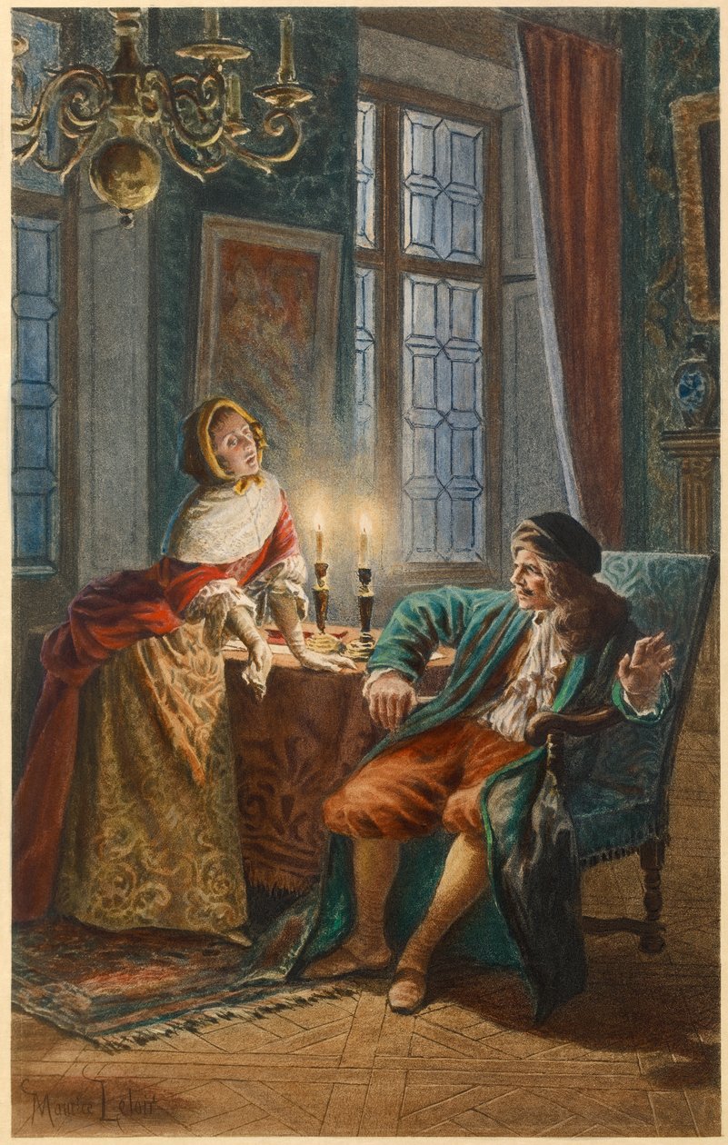 Moliere en Madeleine Bejart (illustratie) door Maurice Leloir