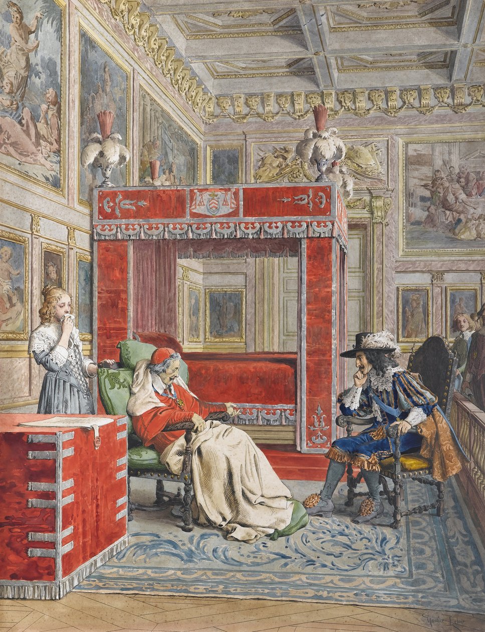 De dood van Richelieu, ca. 1900 door Maurice Leloir
