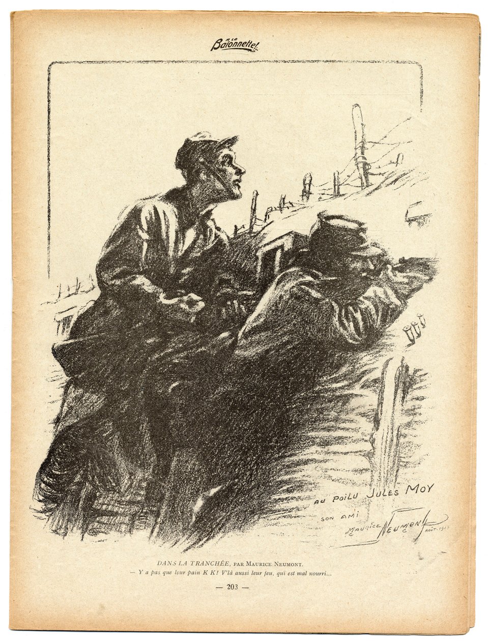 La Baionnette, B  W satire door Maurice Neumont