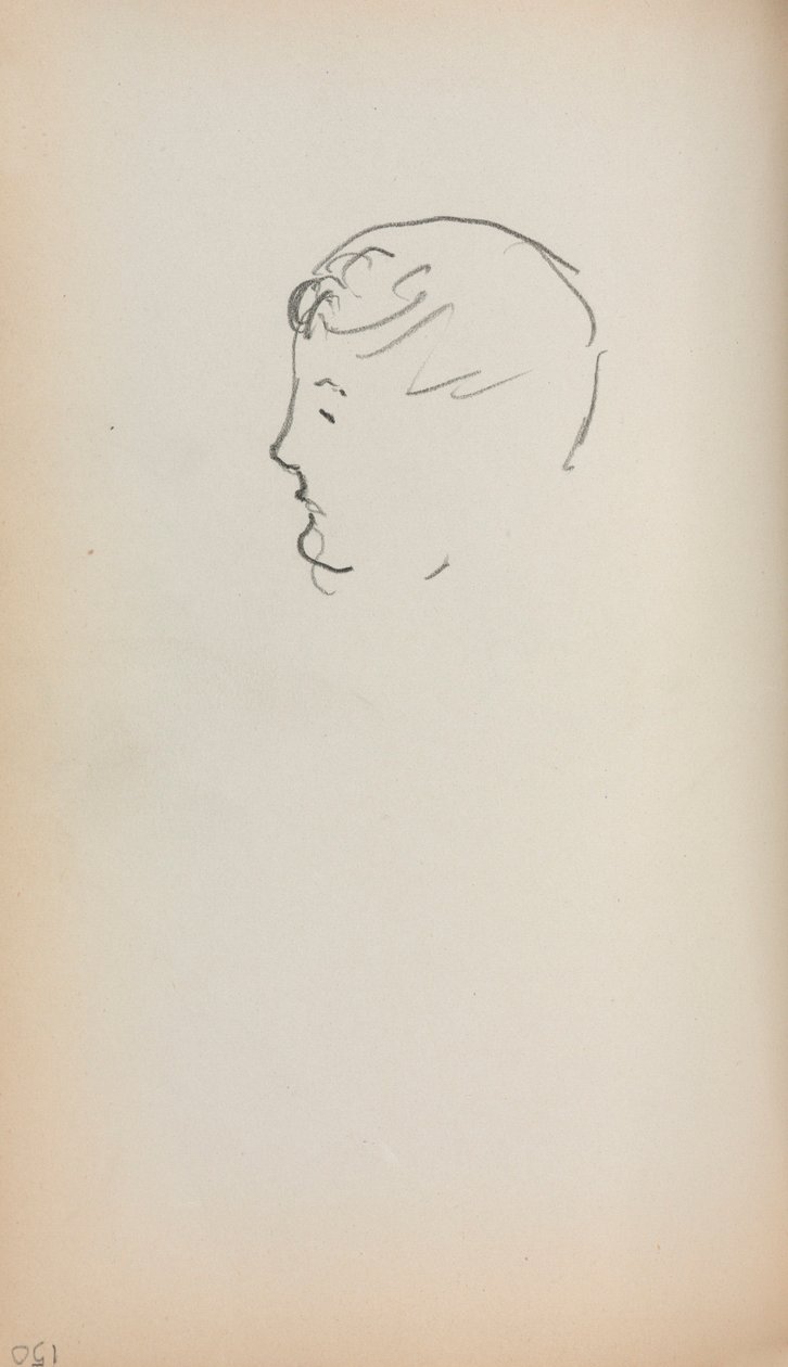 Italiaans schetsboek: Hoofd van een man in profiel (pagina 150) door Maurice Prendergast
