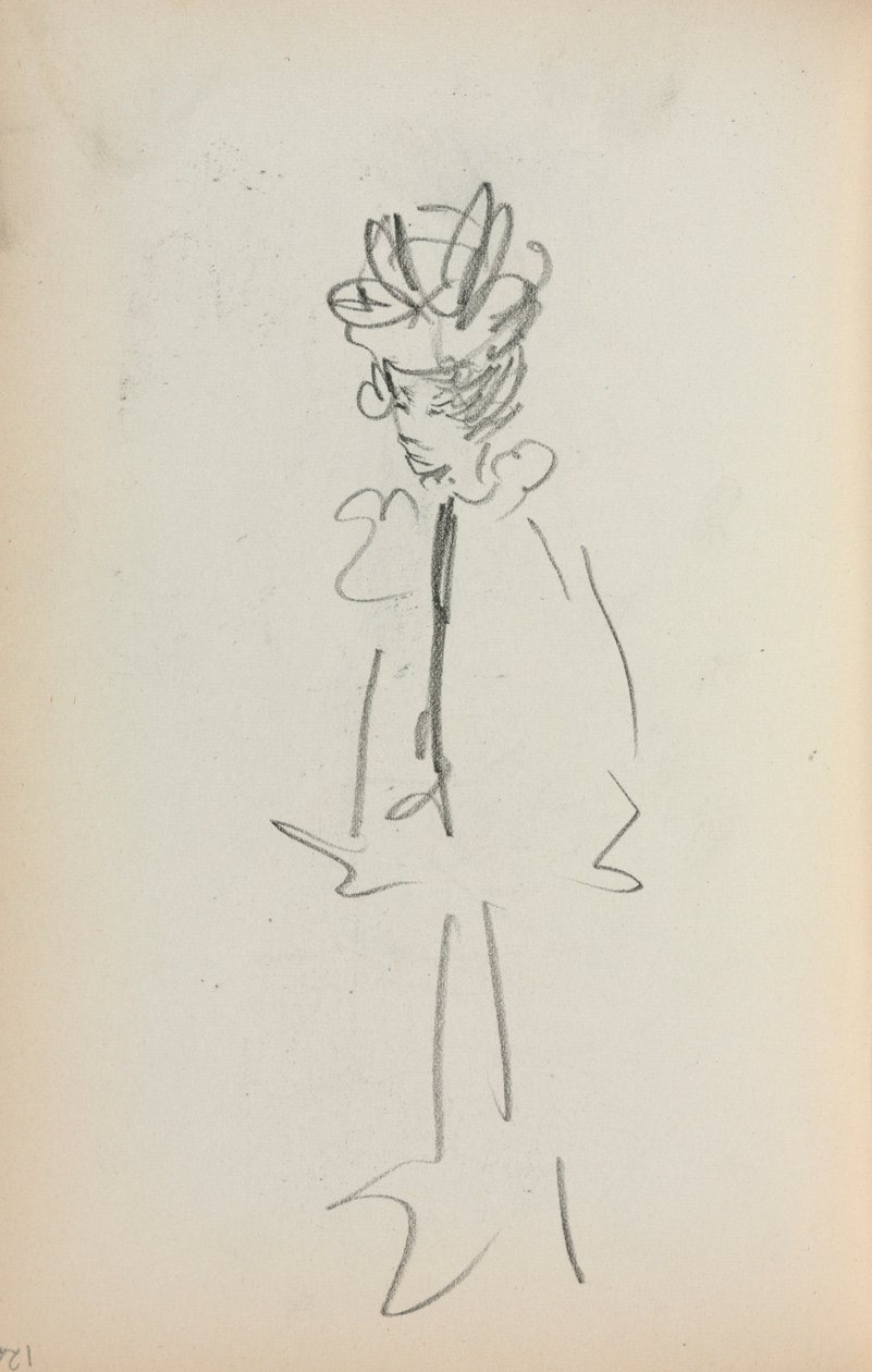 Italiaans schetsboek: Staande vrouw 3/4 aanzicht (pagina 126) door Maurice Prendergast