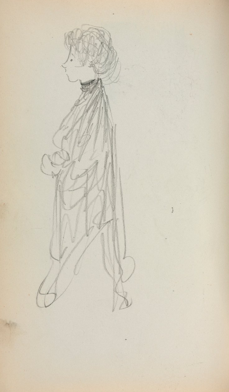 Italiaans schetsboek: Staande vrouw in profiel (pagina 51) door Maurice Prendergast