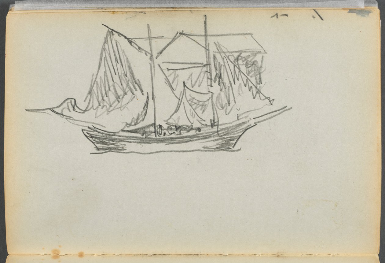Schetsboek - The Granite Shore Hotel, Rockport, pagina 098: Zeilboot door Maurice Prendergast