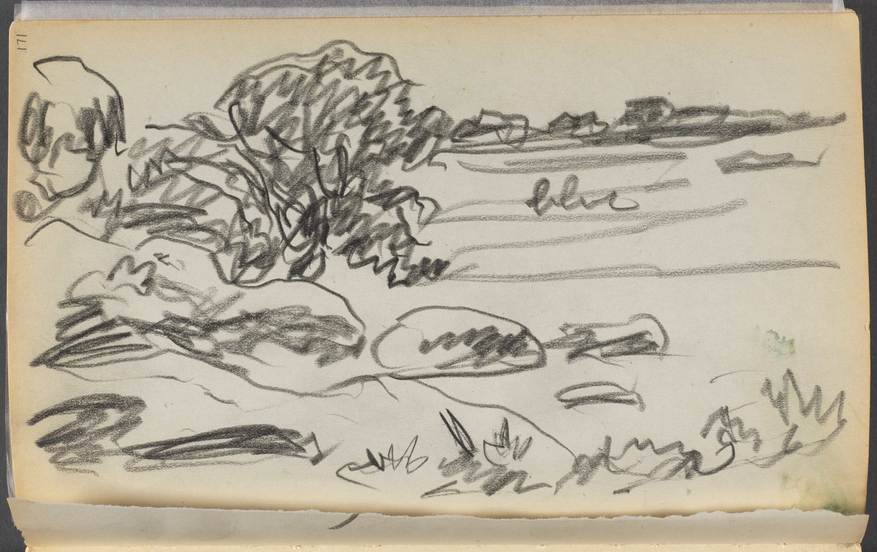 Schetsboek - Het Granite Shore Hotel, Rockport, pagina 171: Landschap door Maurice Prendergast