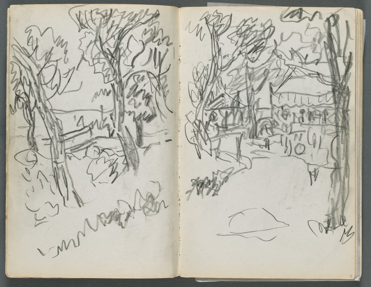 Schetsboek, The Dells, nr. 127, pagina 004 5: Landschap door Maurice Prendergast