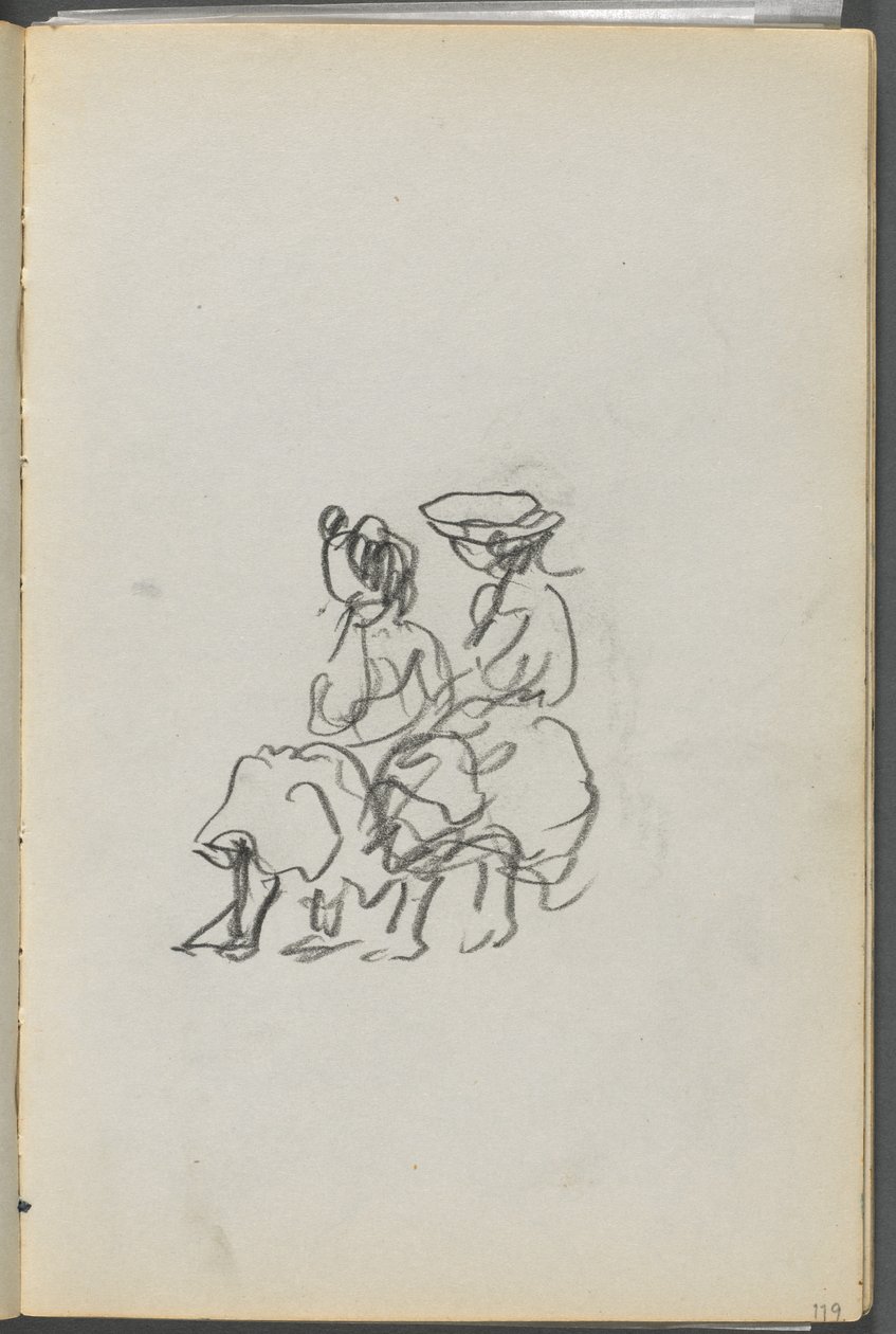 Schetsboek, The Dells, nr. 127, pagina 119: Twee zittende figuren door Maurice Prendergast