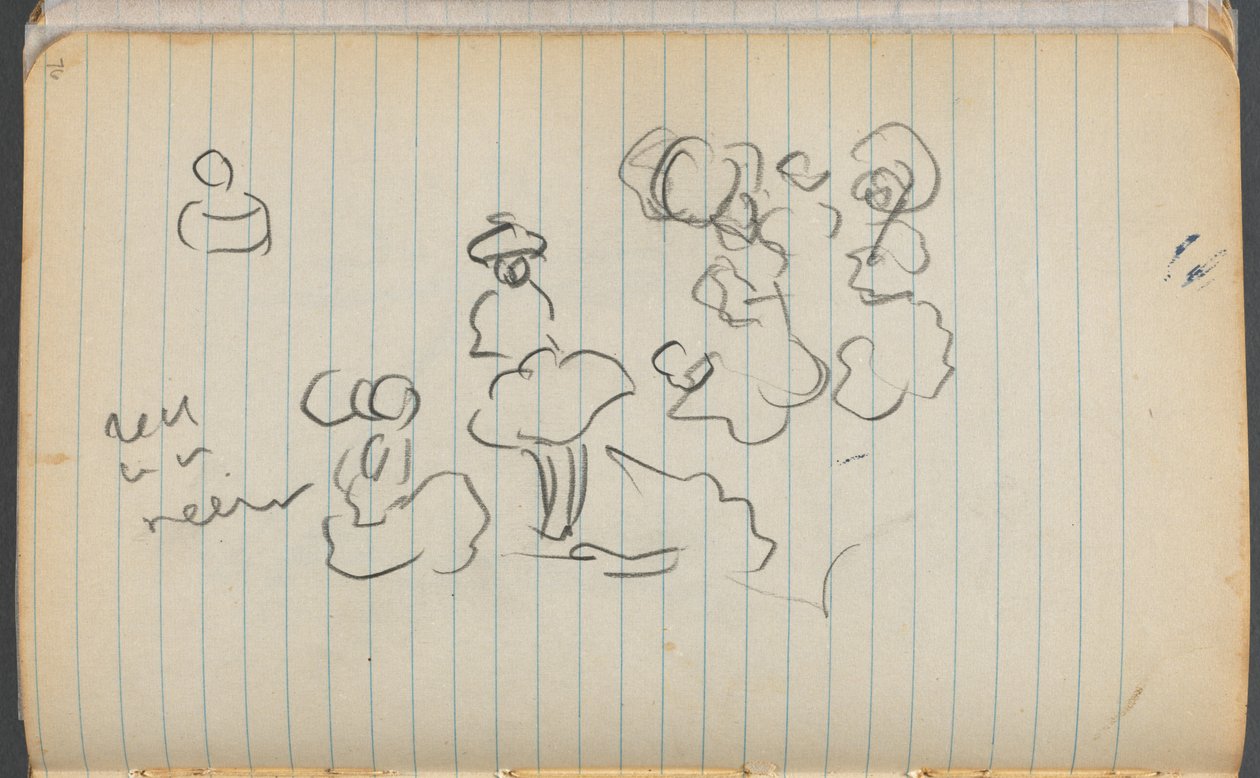 Schetsboek, pagina 076: Figuren met aantekeningen door Maurice Prendergast