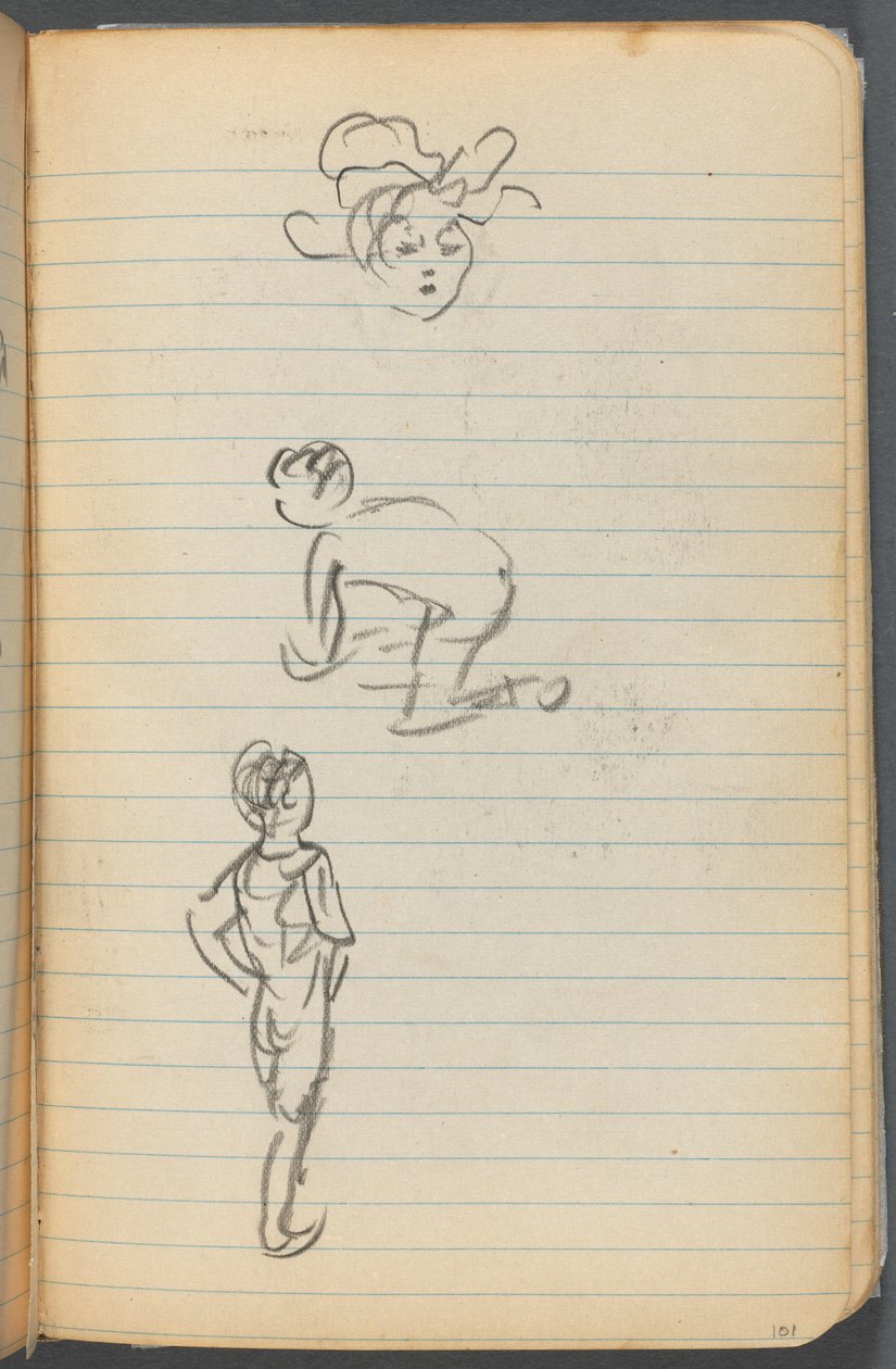 Schetsboek, pagina 101: Drie figuren door Maurice Prendergast