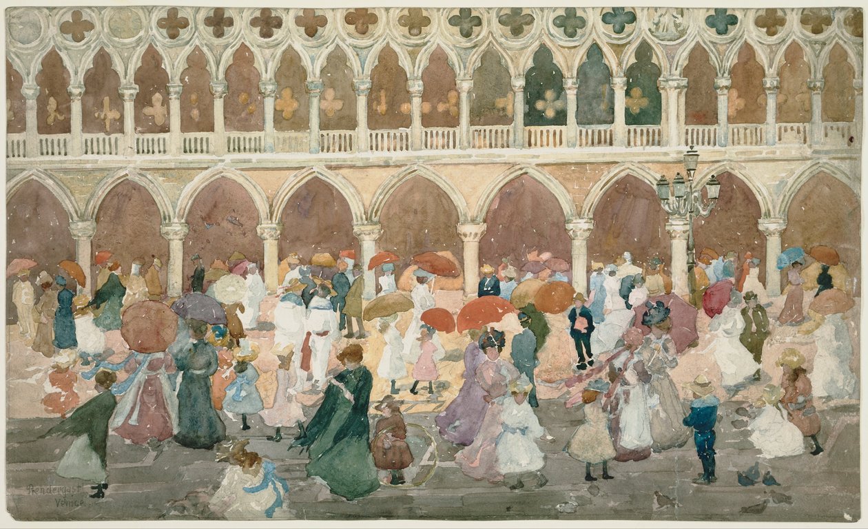 Zonlicht op de Piazzetta door Maurice Prendergast