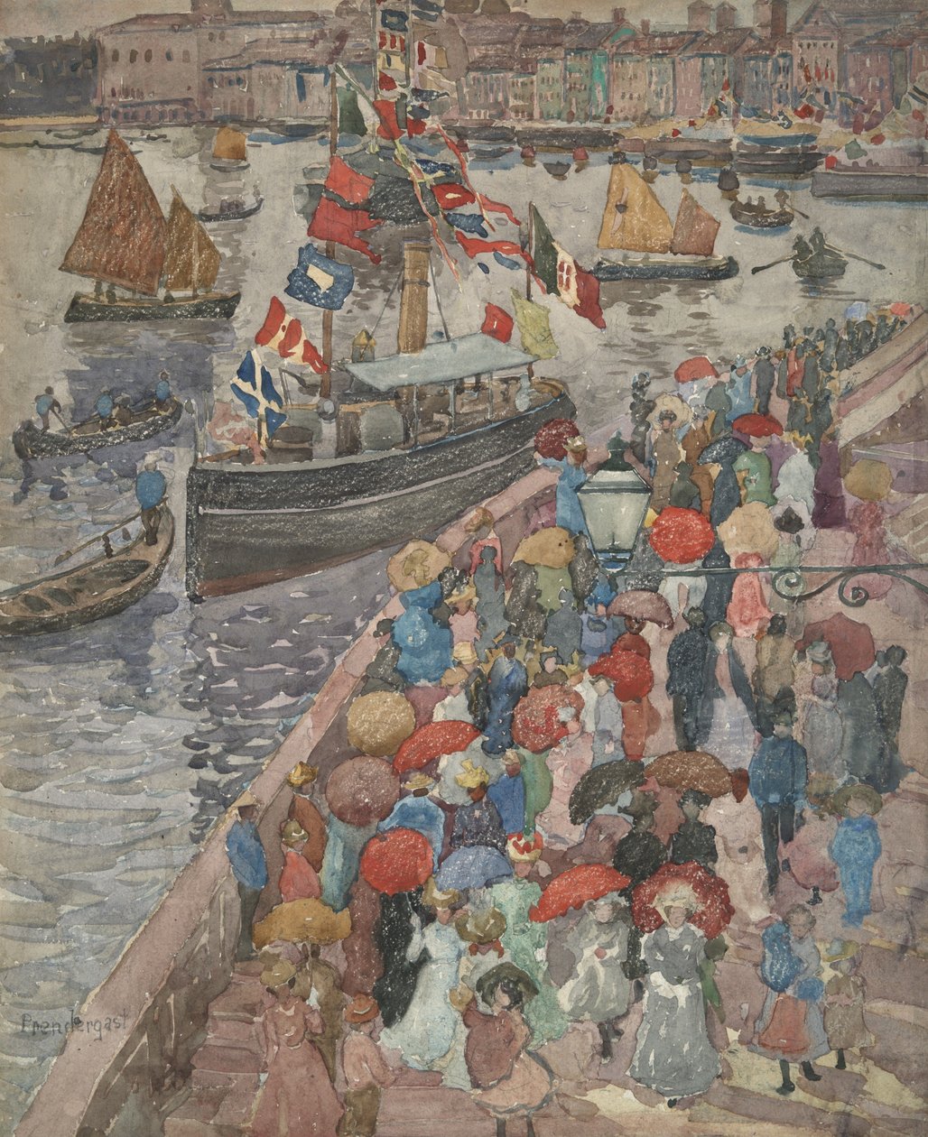 De kade, Venetië (recto); Venetia Marina (verso) door Maurice Prendergast