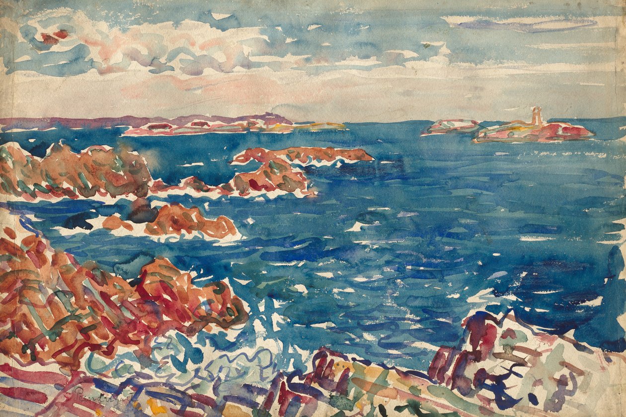 De rotsachtige zeekust door Maurice Prendergast
