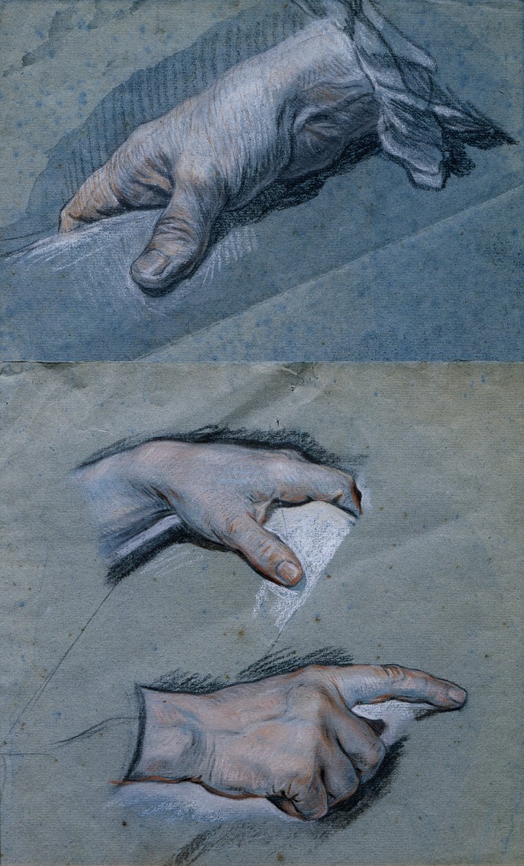 Studie van de handen van een man door Maurice Quentin de La Tour