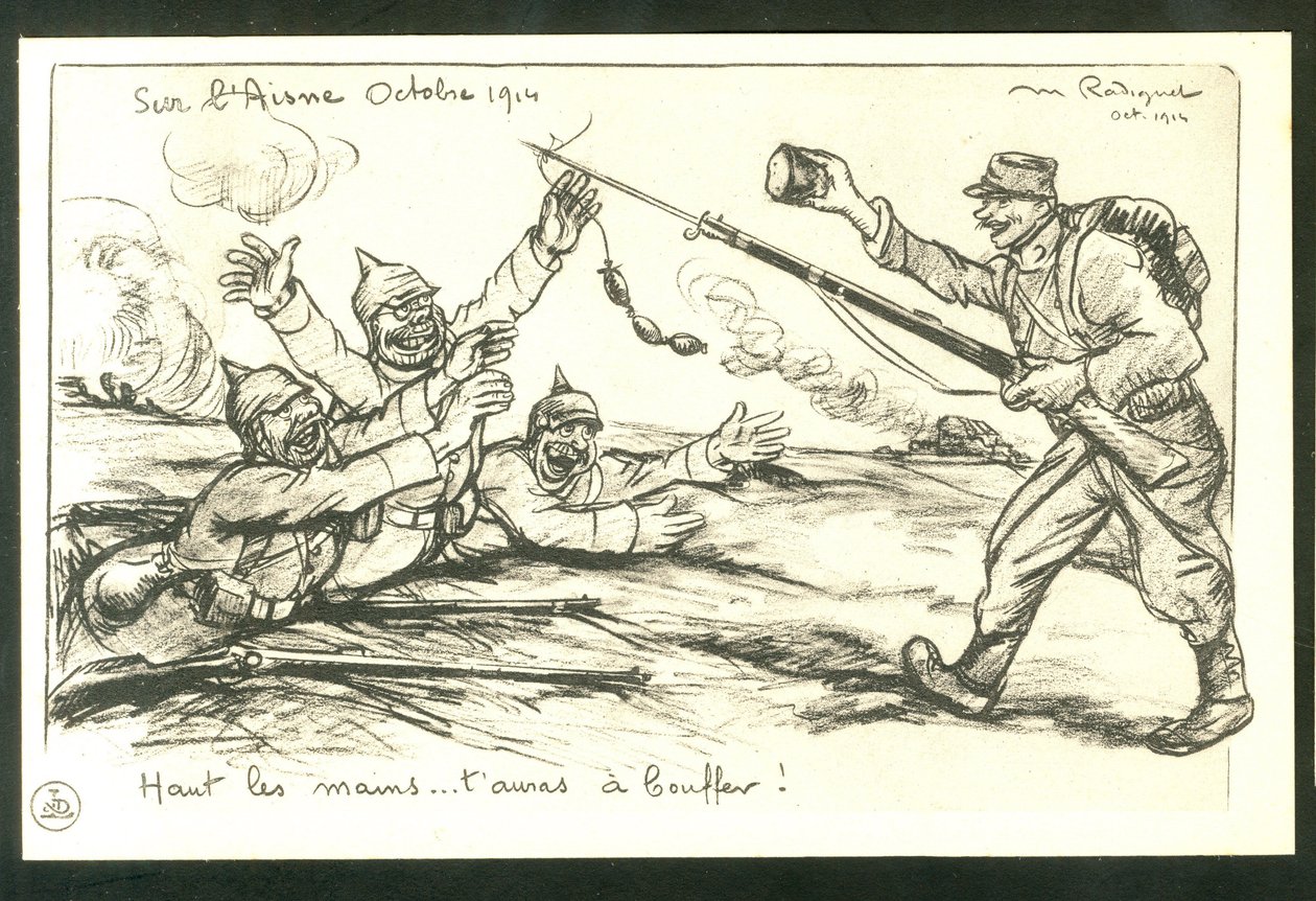 Ansichtkaart, Satirisch in Z & W door Maurice Radiguet