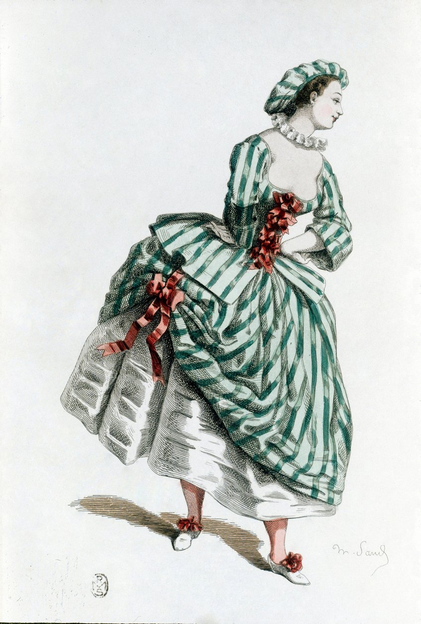 Kostuum en masker van Colombine in 1855 door Maurice Sand