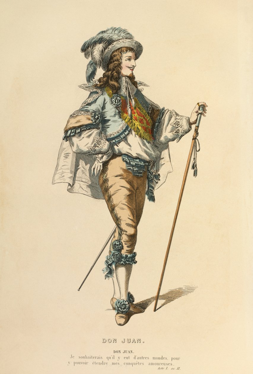 Kostuum voor de rol van Don Juan, c.1868 (gravure) door Maurice Sand